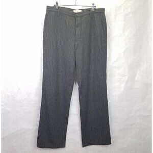 VTG J.Crew Pants Men's 33/32 Gray Pinstripe Wool Flat Front Trousers Button Fly